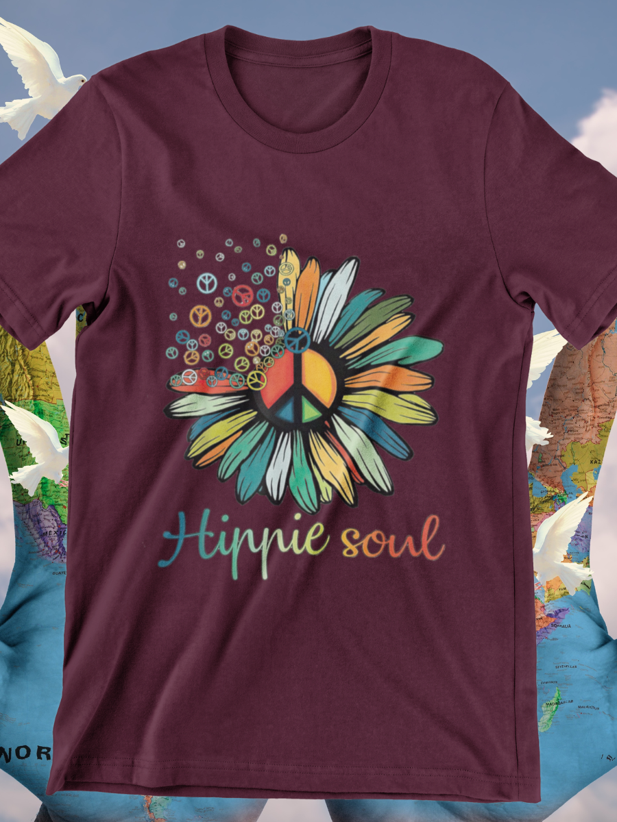 Hippie Soul Peace Sign Sunflower Graphic T-shirts