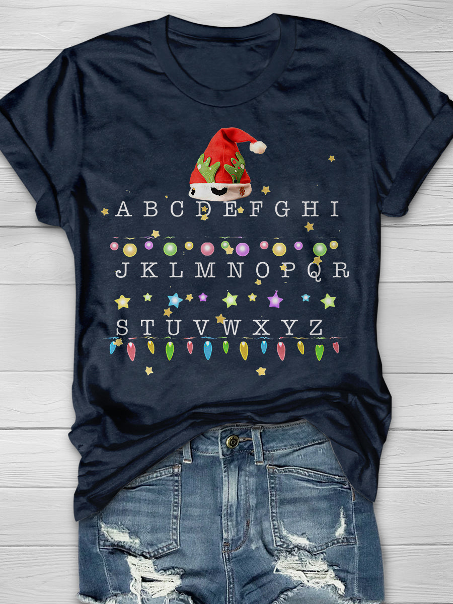 Christmas Alphabet Shirt For Teachers Print Graphic T-shirts