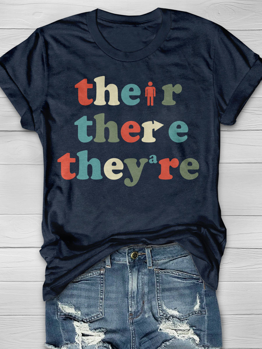 Their There They’re Grammar Print Graphic T-shirts