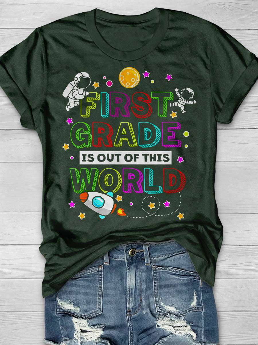 First Grade Out Of This World Print Graphic T-shirts