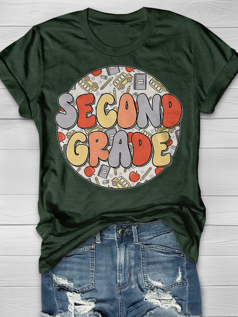 Groovy Second Grade Print Graphic T-shirts