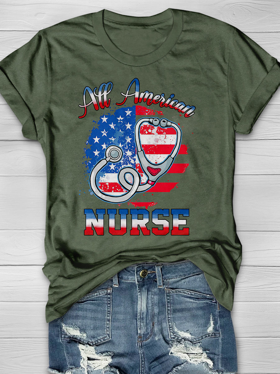 American Nurse Print Short Sleeve T-shirt