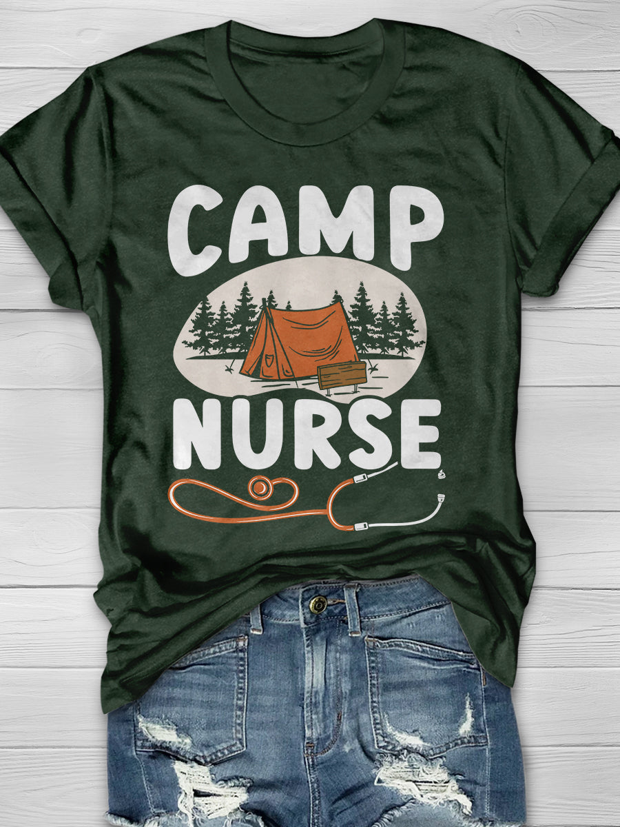 Camp Nurse Print Short Sleeve T-shirt