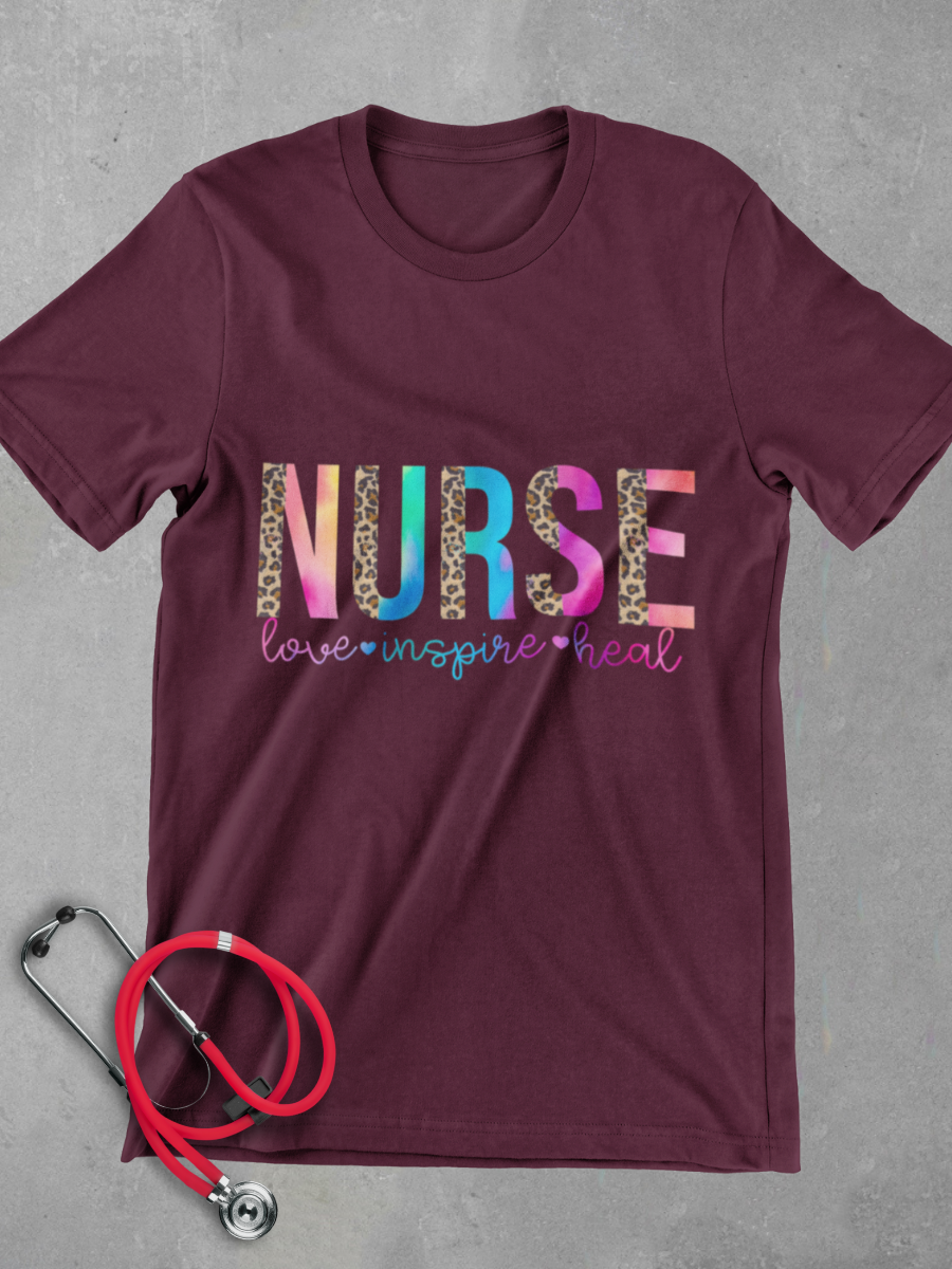 LOVE INSPIRE HEAL Nurse Graphic T-shirt