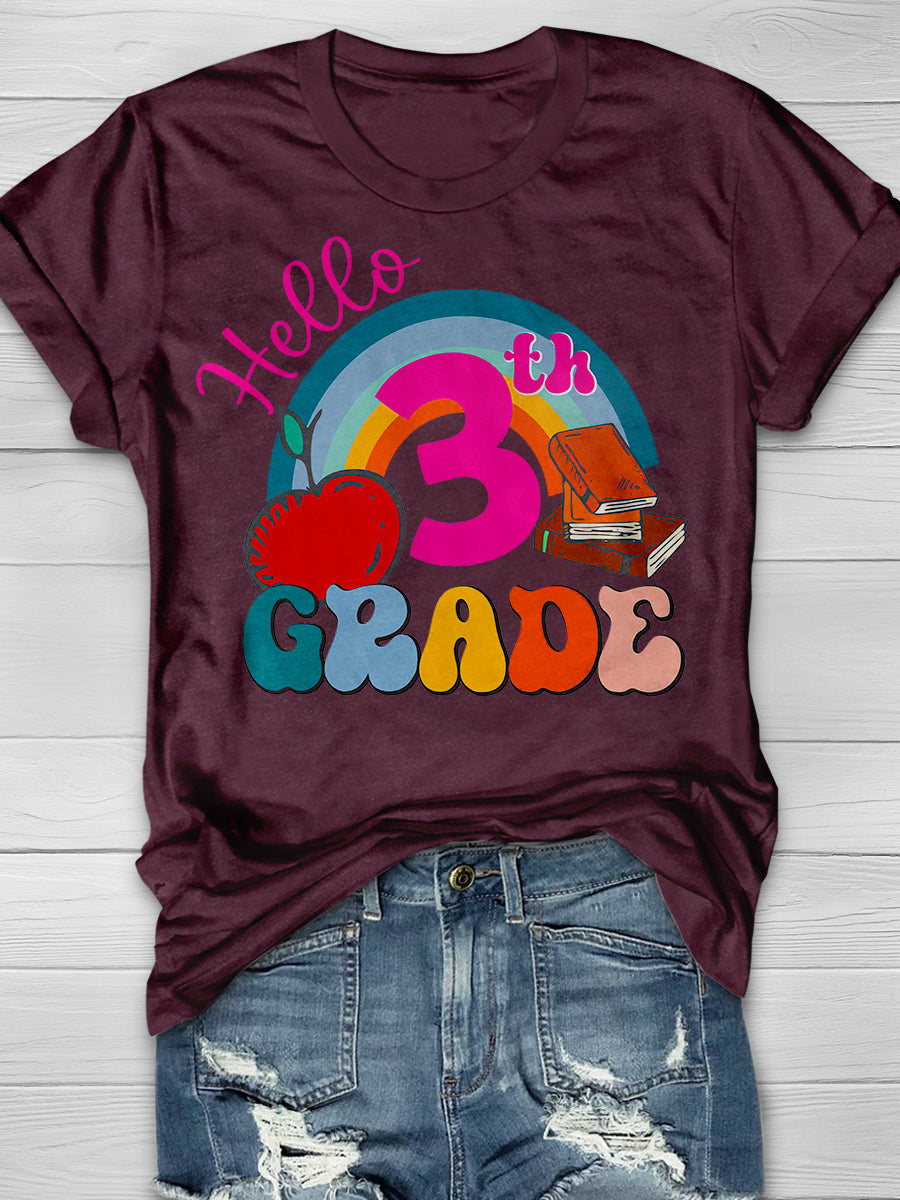 Hello 3rd Grade Print Graphic T-shirts