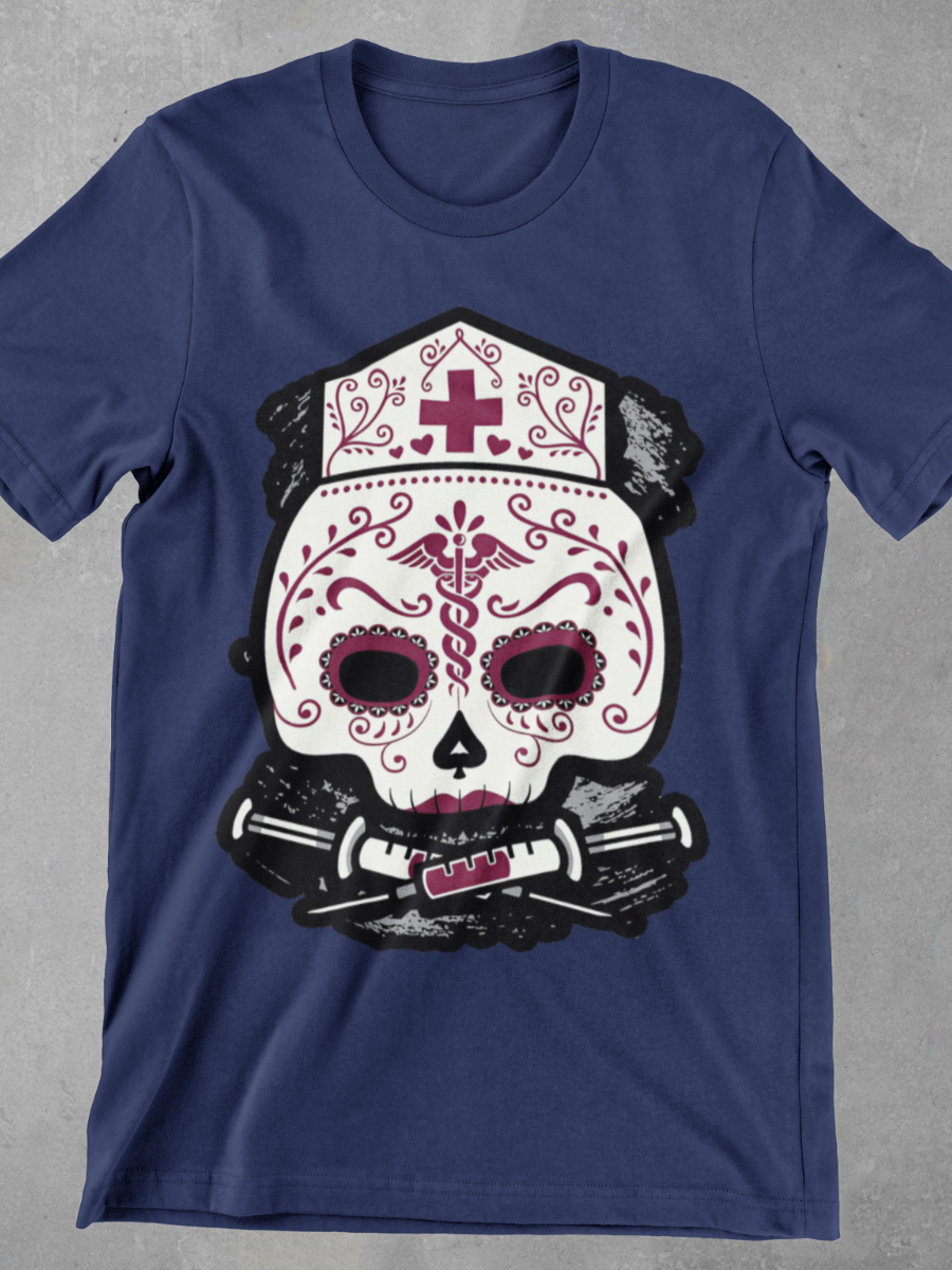 Sugar Skull Nurse Graphic T-shirt