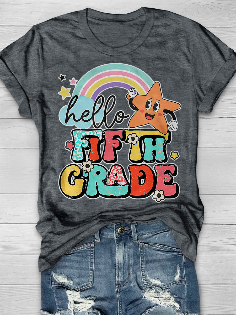 Hello 5th Grade Print Graphic T-shirts