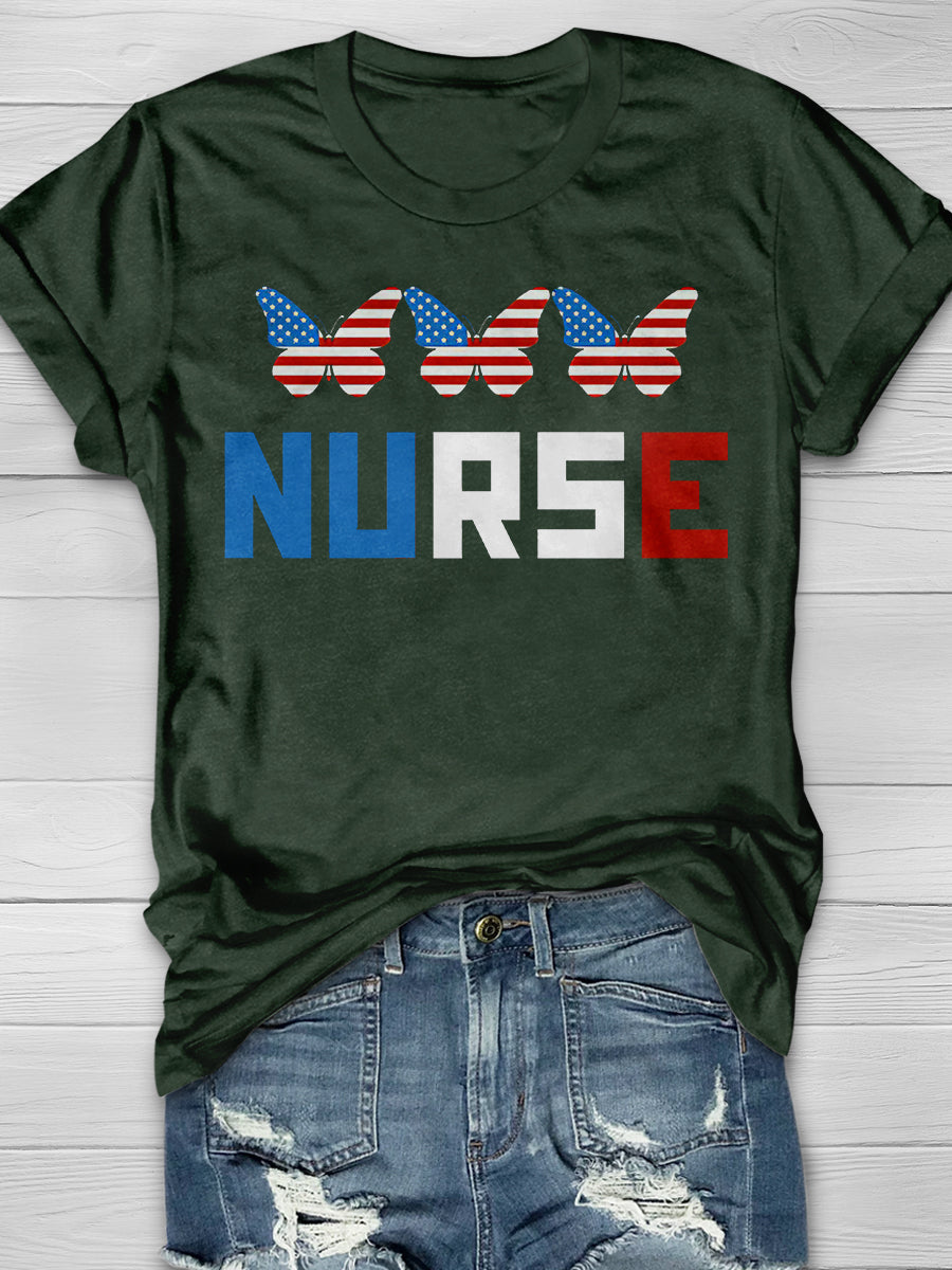 All American Nurse Print Short Sleeve T-shirt