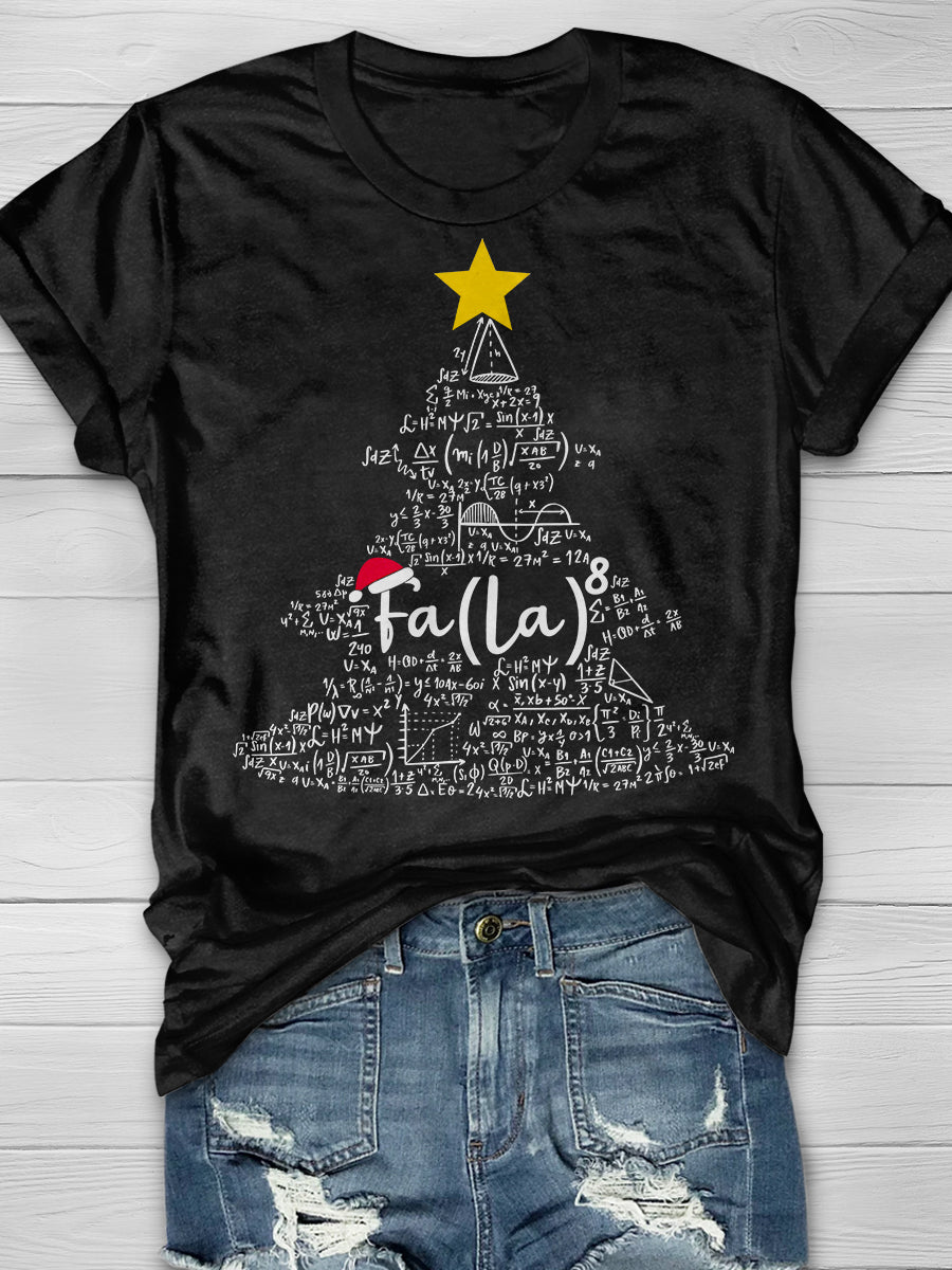 Fa La 8 Math Teacher Christmas Tree Print Graphic T-shirts