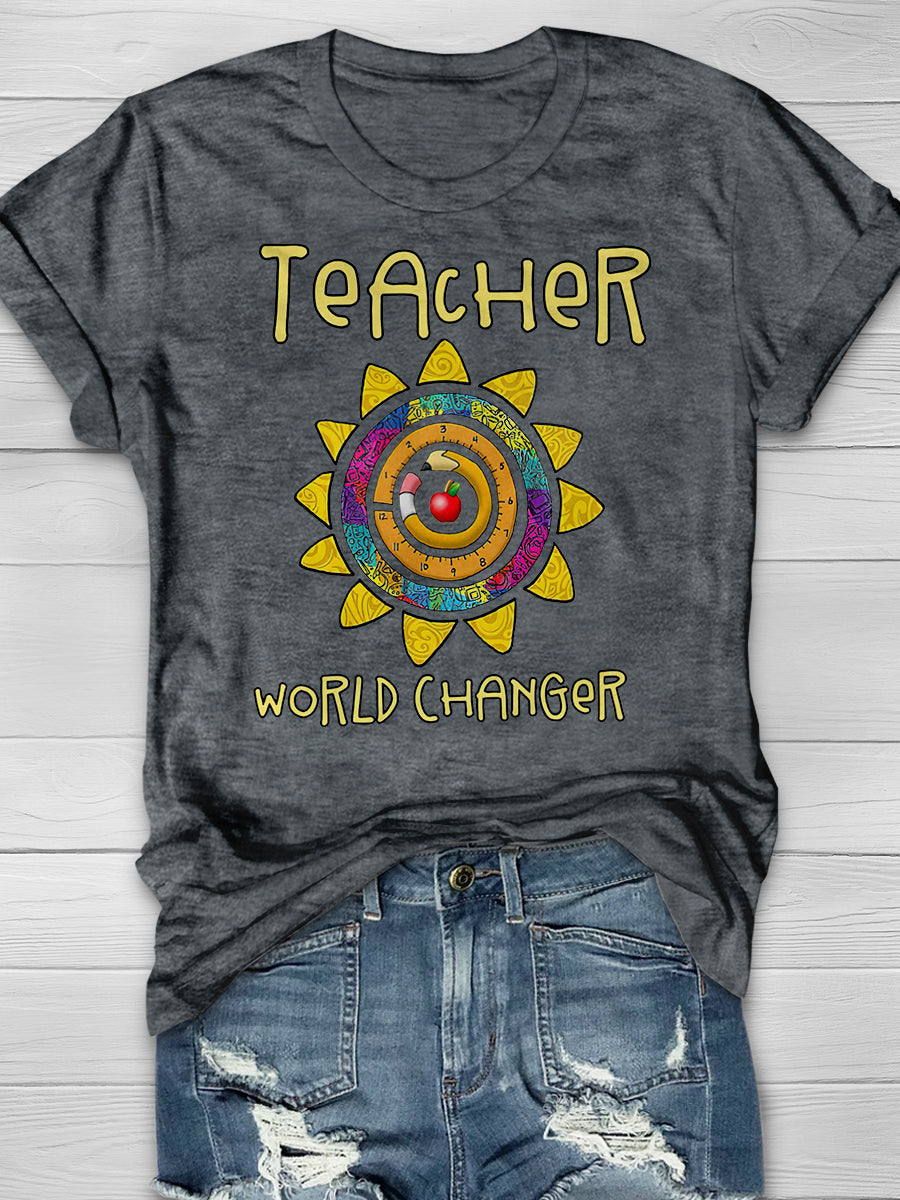 Teacher World Changer Print Graphic T-shirts