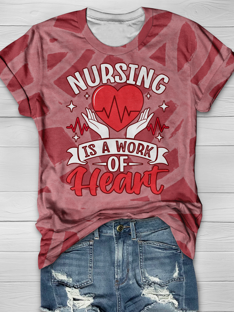 Nursing Is A Work Of Heart Full Print T-shirt