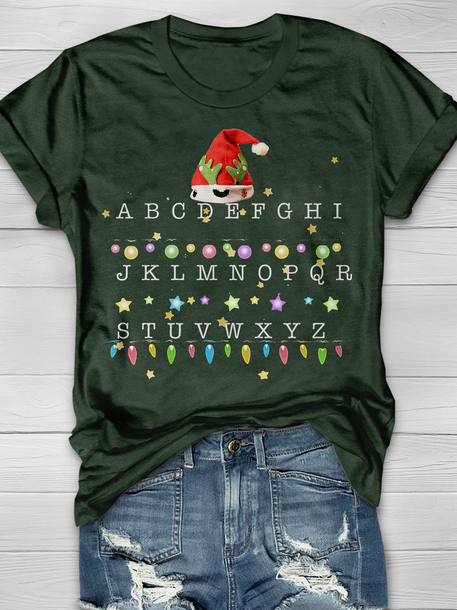 Christmas Alphabet Shirt For Teachers Print Graphic T-shirts
