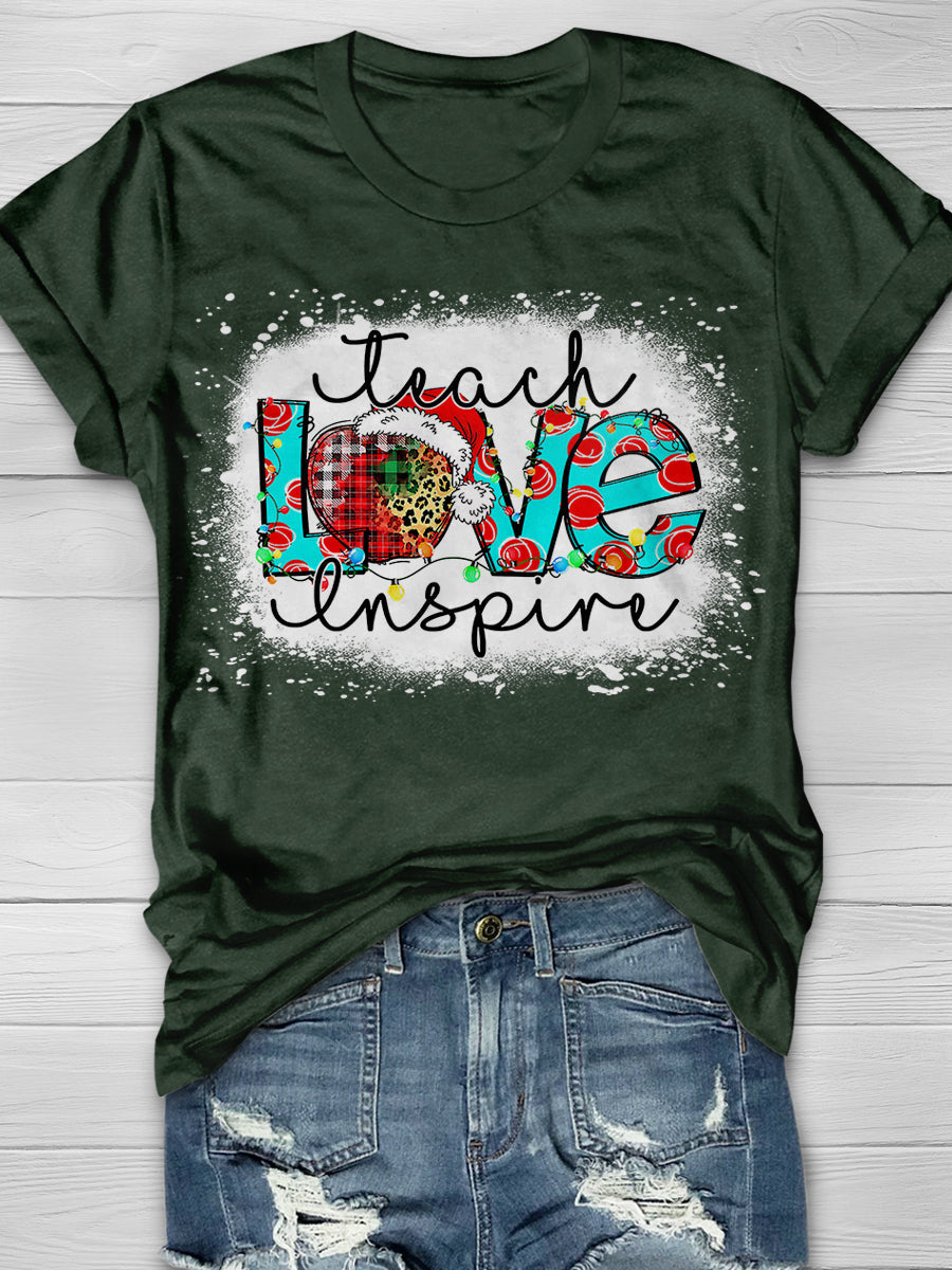 Teach Love Inspire Teacher Life Print Graphic T-shirts