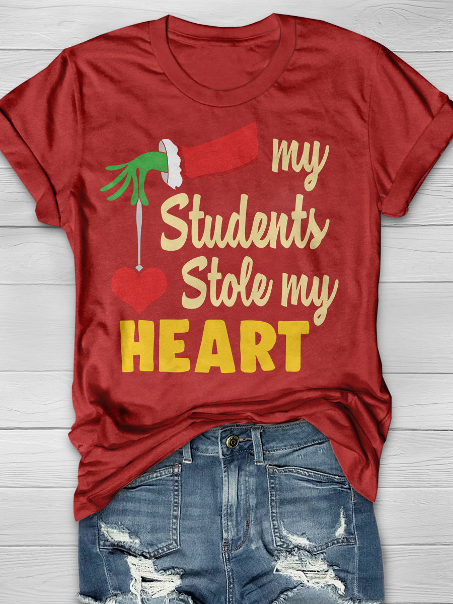 My Students Stole My Heart Print Graphic T-shirts