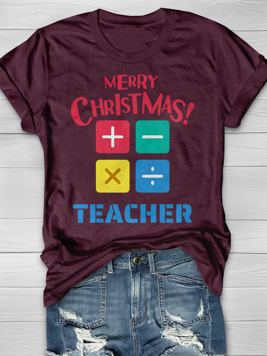 Math Teacher Christmas Print Graphic T-shirts