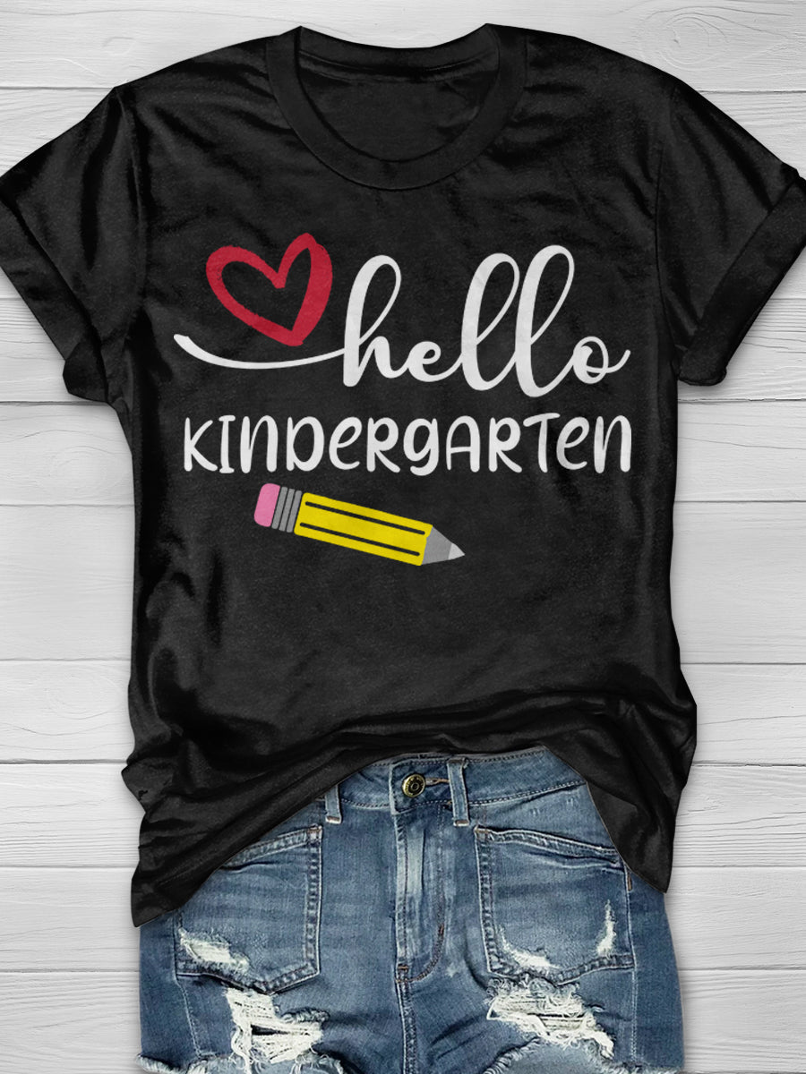 Hello Kindergarten Print Graphic T-shirts