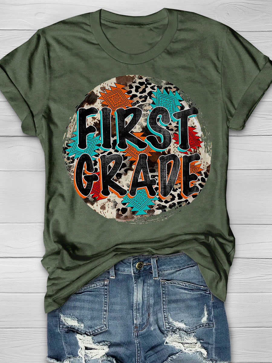 First Grade Print Graphic T-shirts