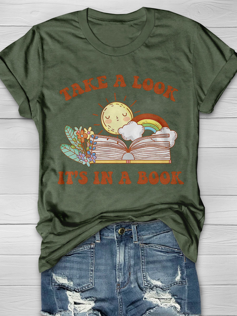 Take A Look Lt Is A Book Funny Teacher Print Graphic T-shirts