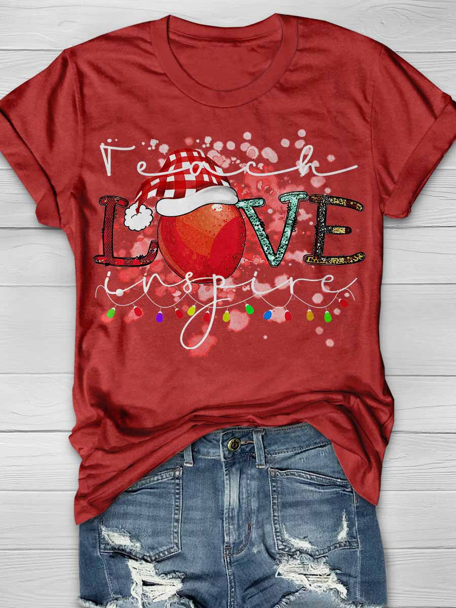 Teach Love Inspire Teacher Life Print Graphic T-shirts