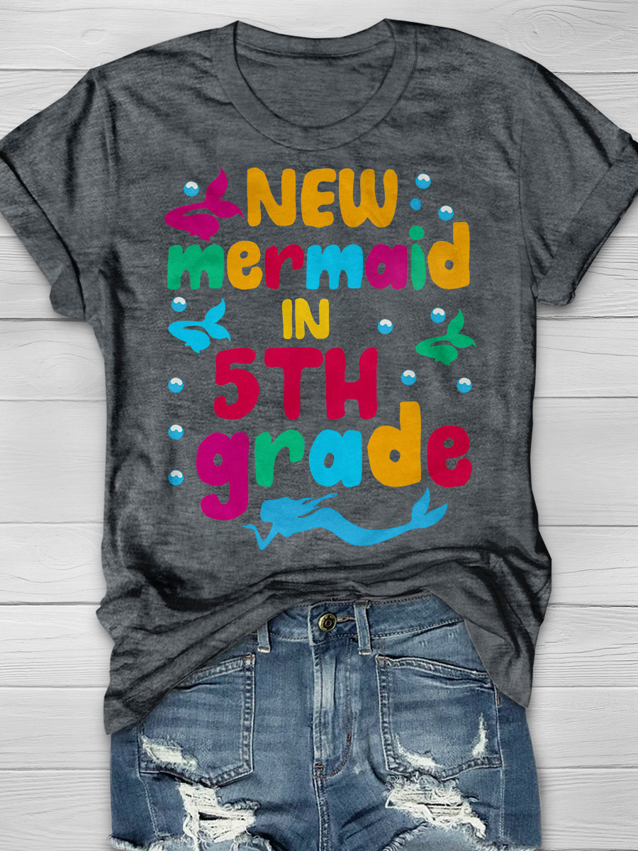 New Mermaid In 5th Grade Print Graphic T-shirts