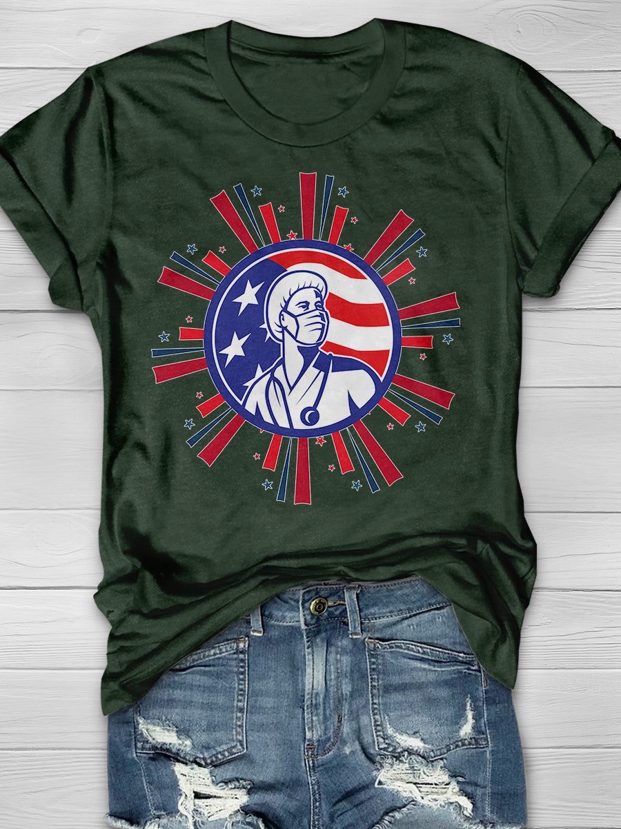 American Nurse Print Short Sleeve T-shirt