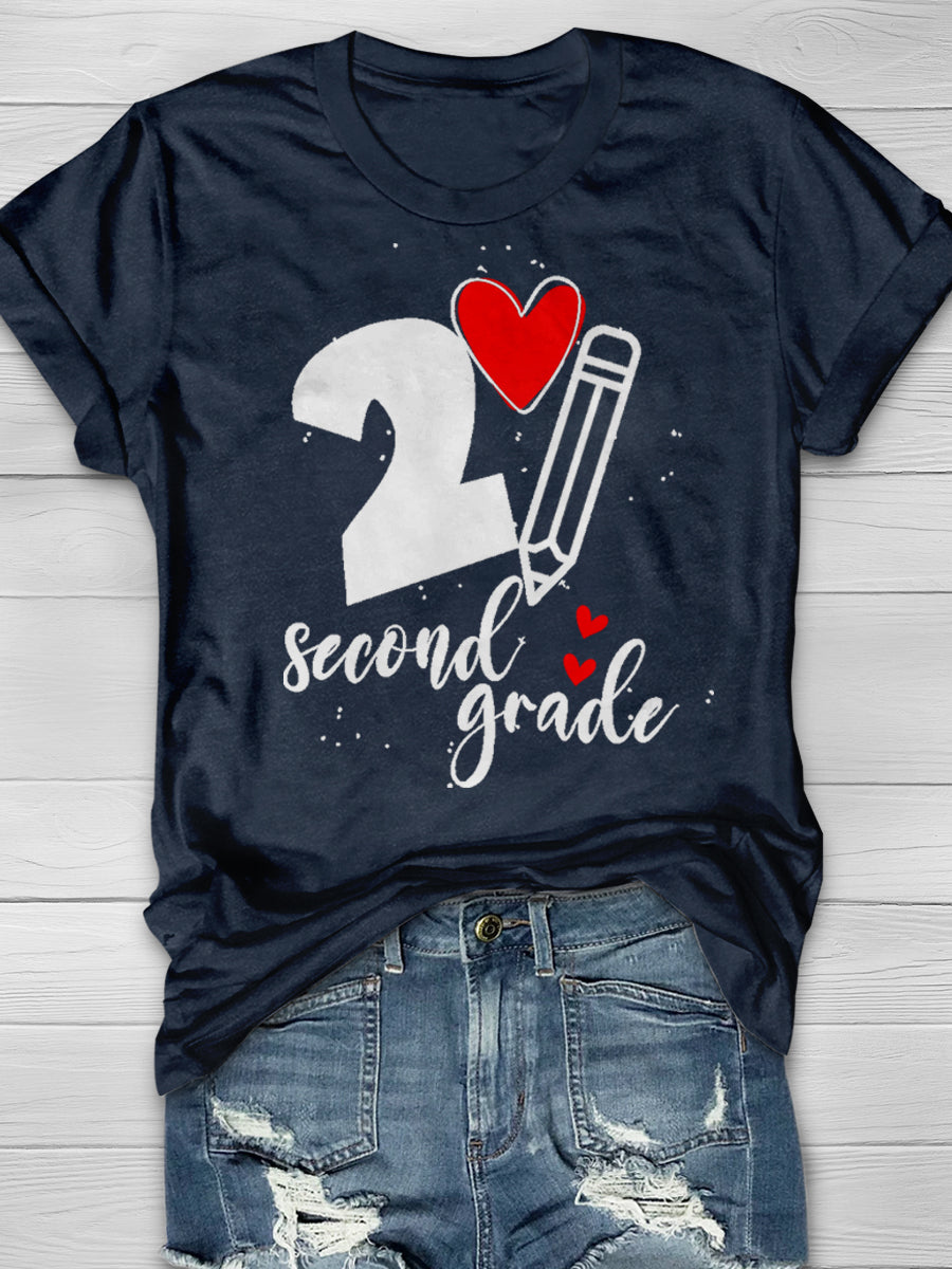 2 Second Grade Print Graphic T-shirts
