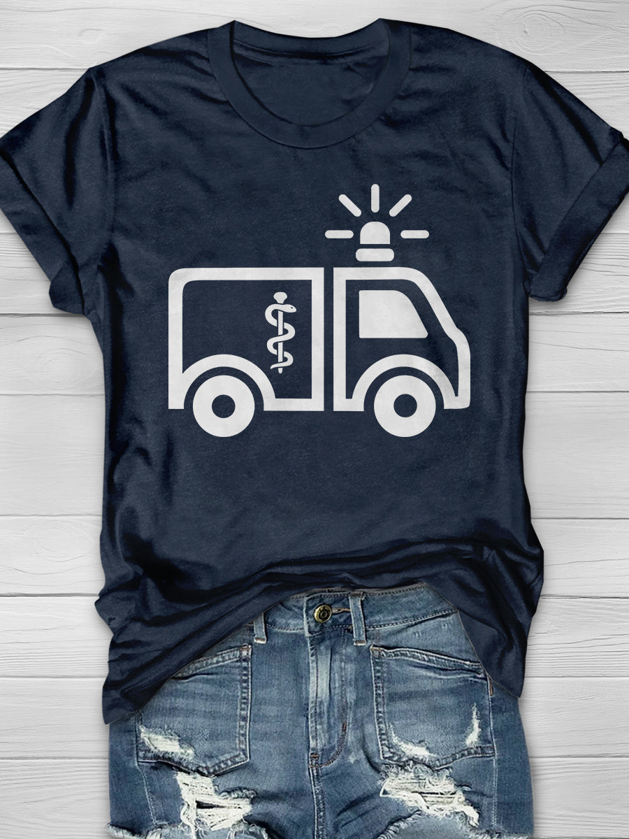 Ambulance Print Short Sleeve T-shirt