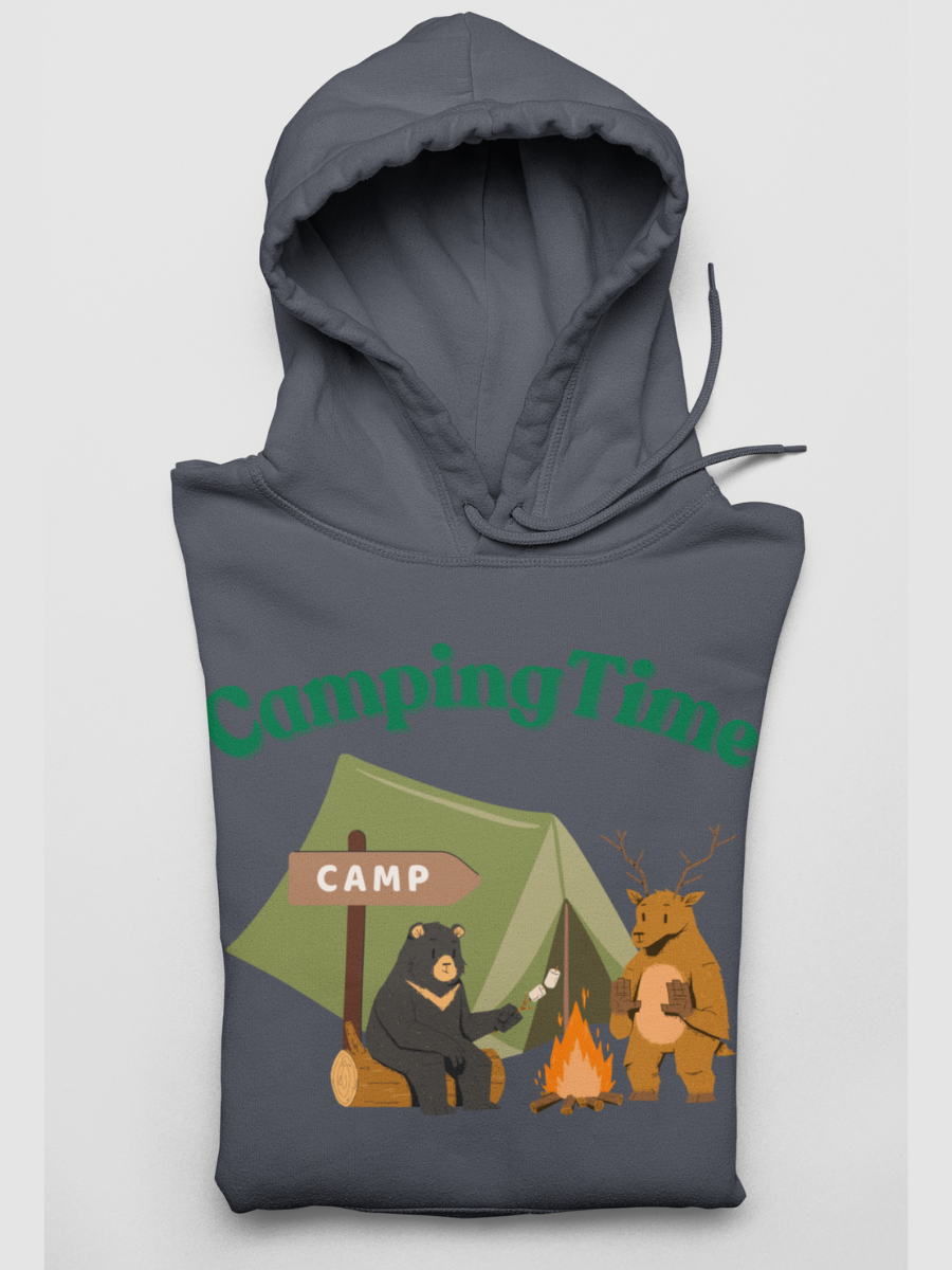 Camping Time Friends Graphic Pure Cotton Hoodie