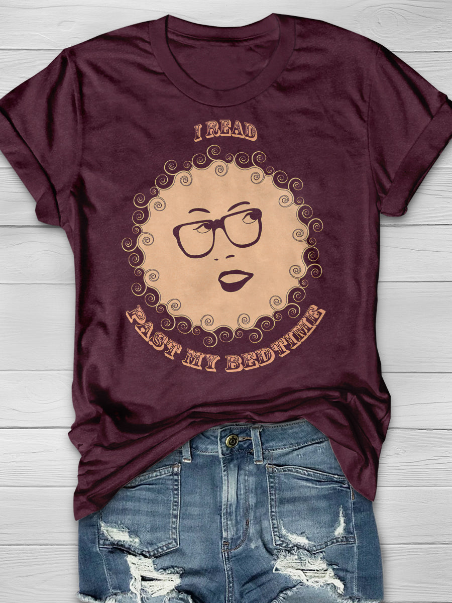 I Read Past My Bedtime Print Graphic T-shirts