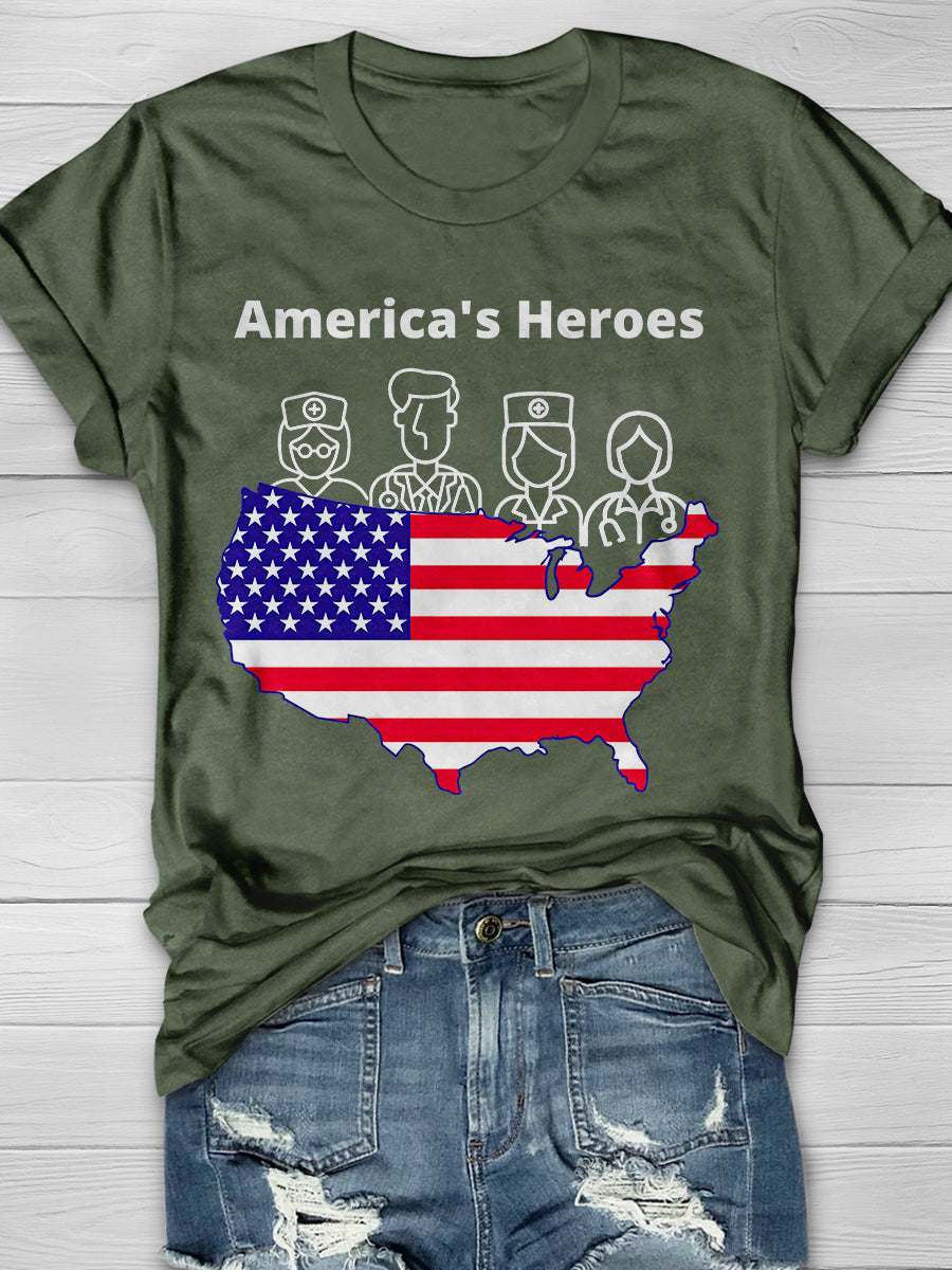 America's Heroes Print Short Sleeve T-shirt