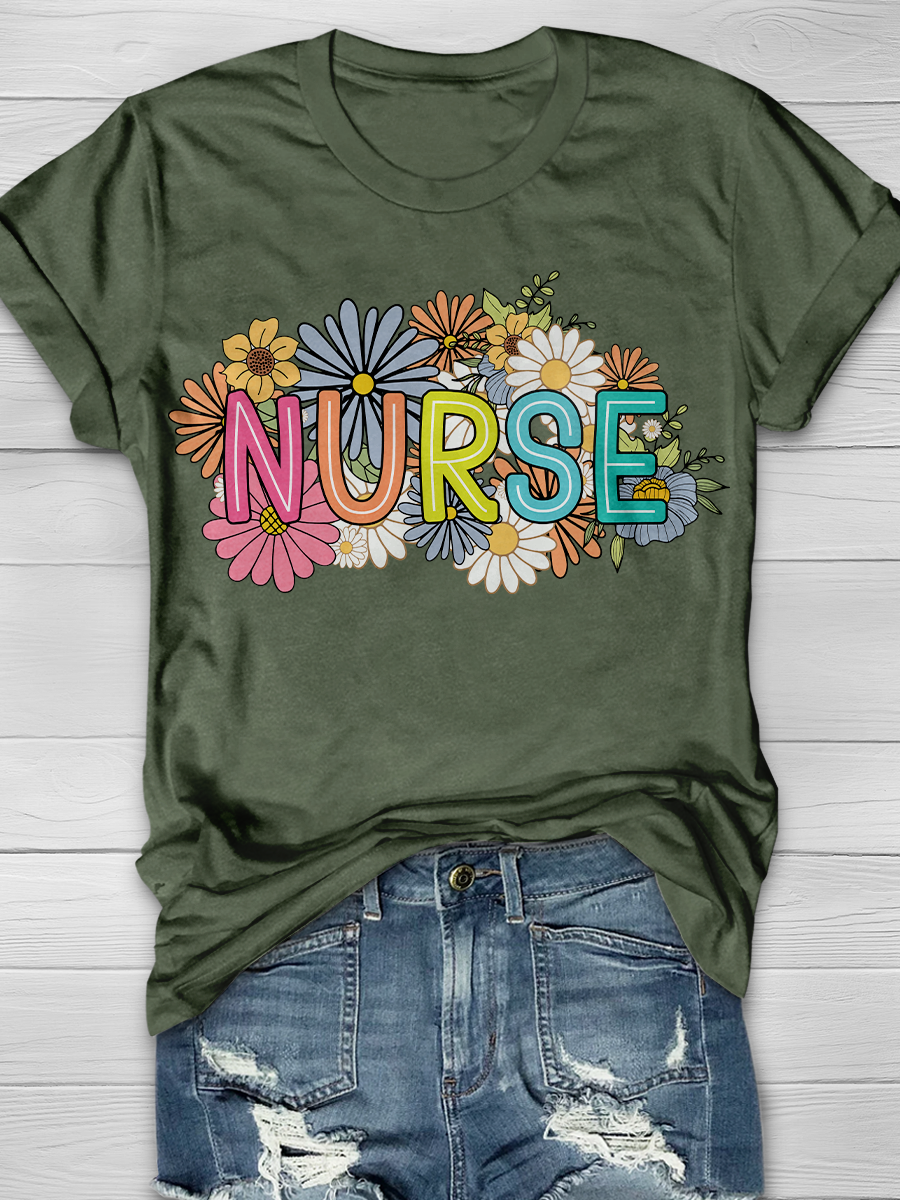 Nurse Retro Flower Graphic T-shirts