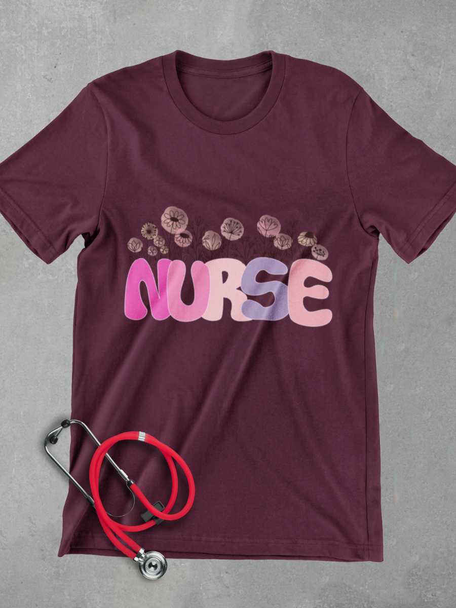 Wild Flower Nurse Graphic T-shirt