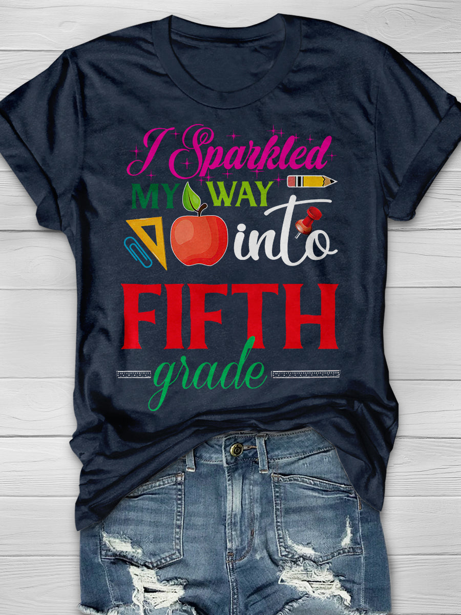 I Sparkled My Way Into Fifth Grade Print Graphic T-shirts