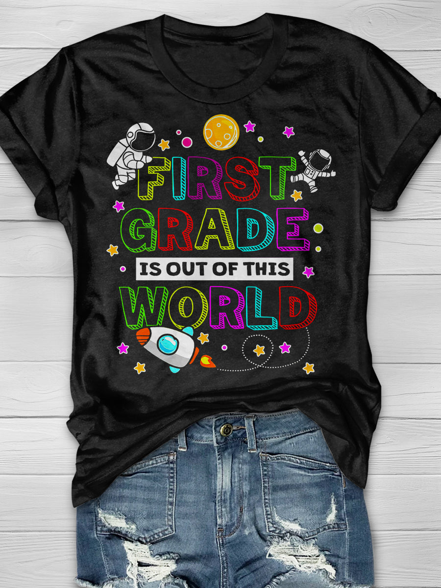 First Grade Out Of This World Print Graphic T-shirts