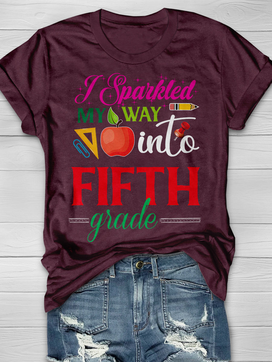 I Sparkled My Way Into Fifth Grade Print Graphic T-shirts