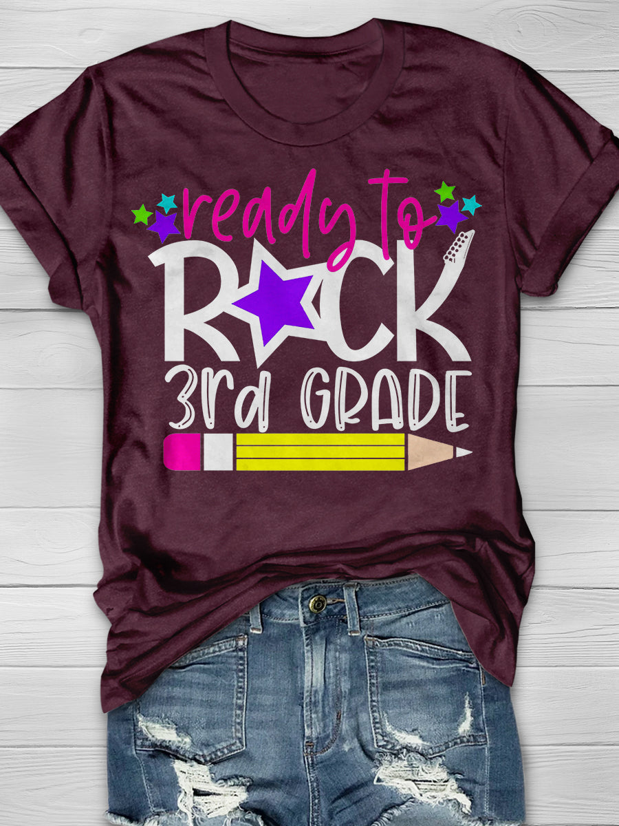 Ready To Rock 3rd Grade Teacher Print Graphic T-shirts