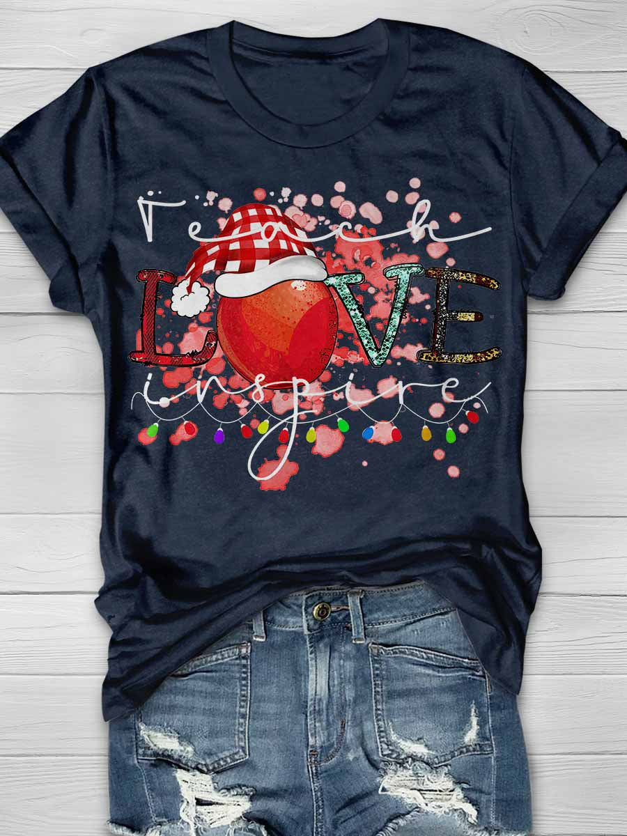 Teach Love Inspire Teacher Life Print Graphic T-shirts