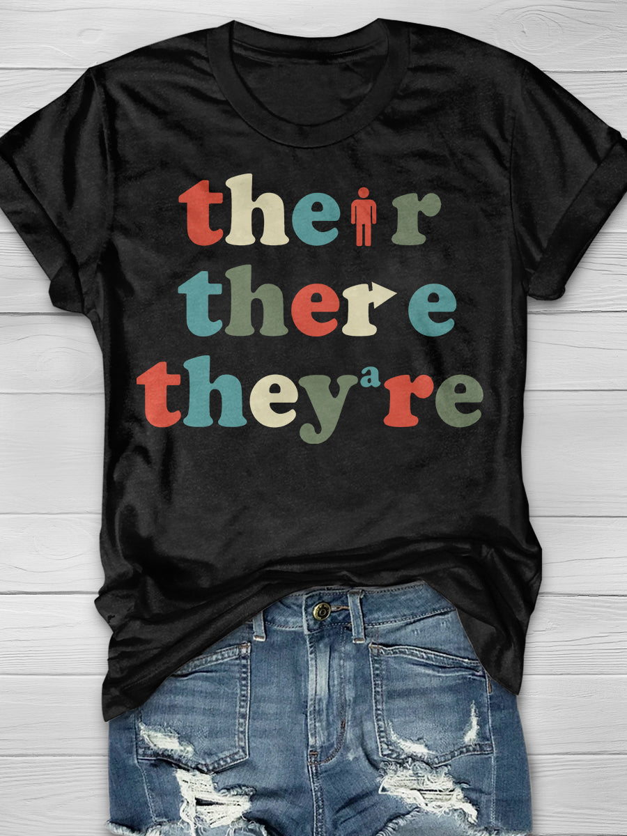 Their There They’re Grammar Print Graphic T-shirts