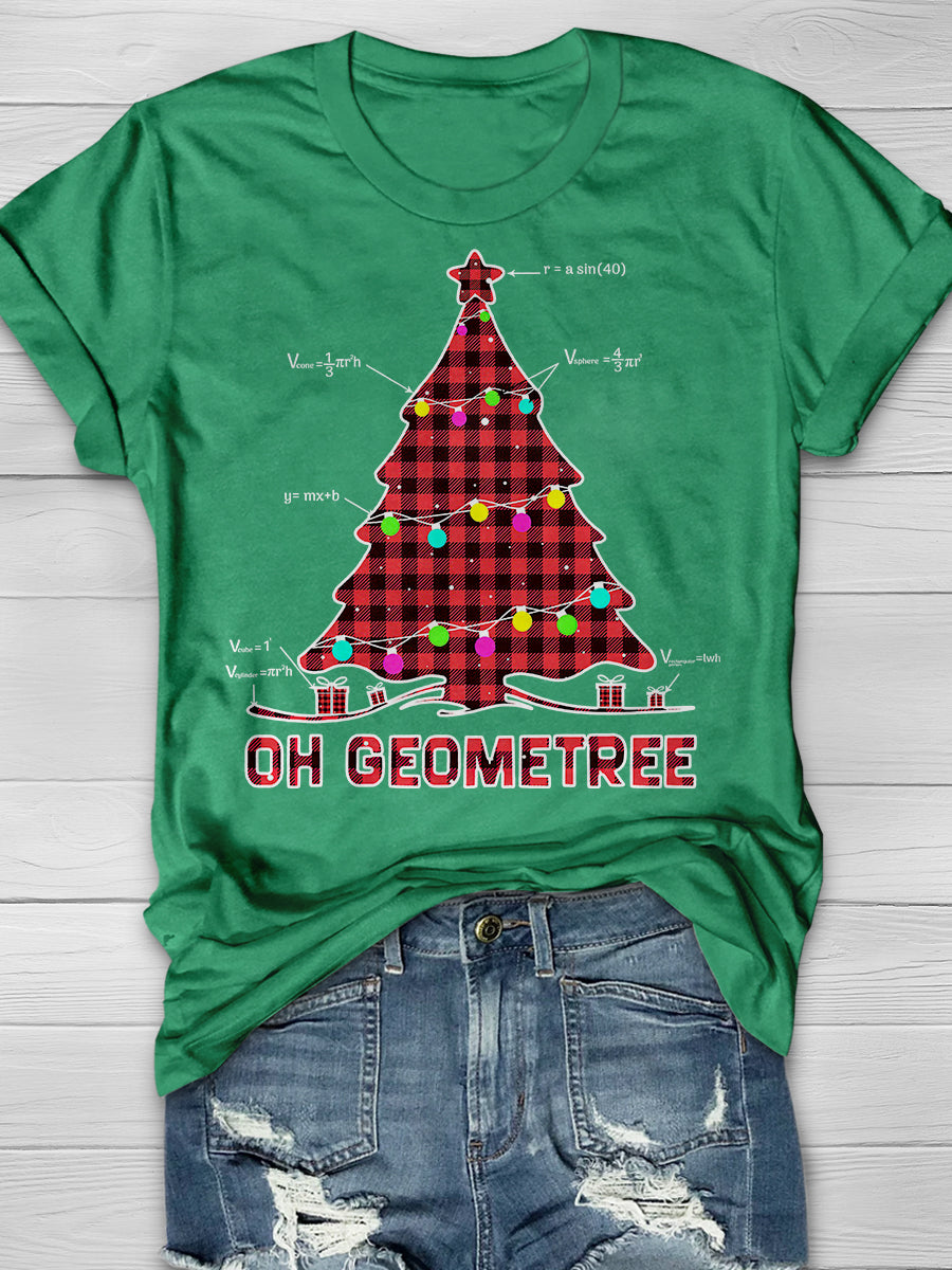 Geometry Christmas Tree Print Graphic T-shirts