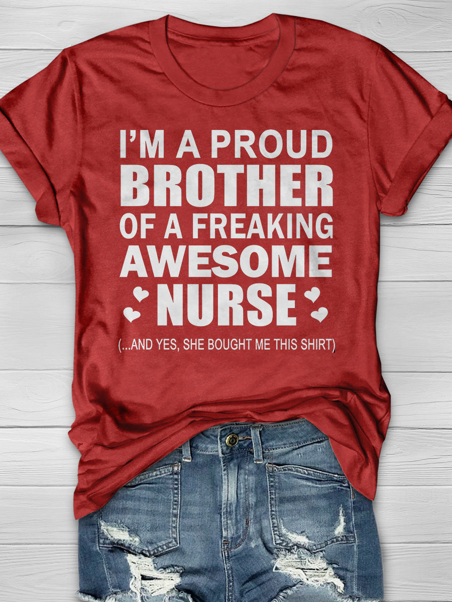 Awesome Nurse Print Short Sleeve T-shirt
