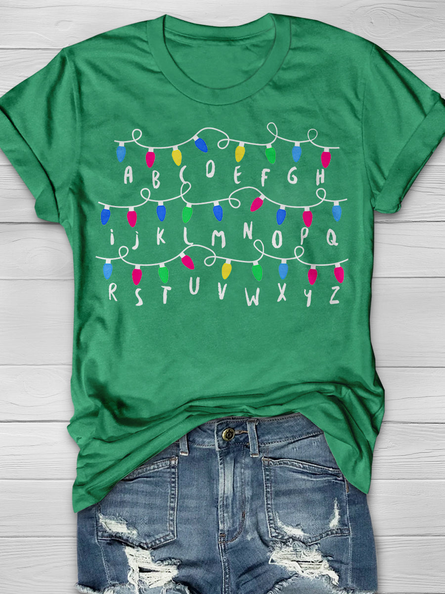 Alphabet Light Print Graphic T-shirts