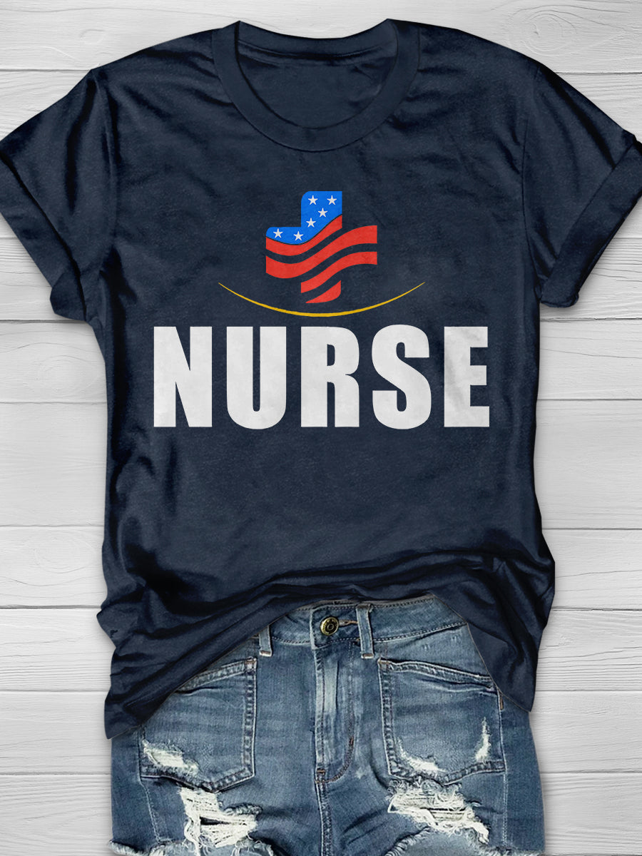 American Nurse Essential Worker Print Short Sleeve T-shirt