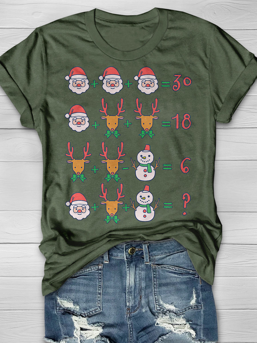 Funny Christmas Math Teacher Print Graphic T-shirts