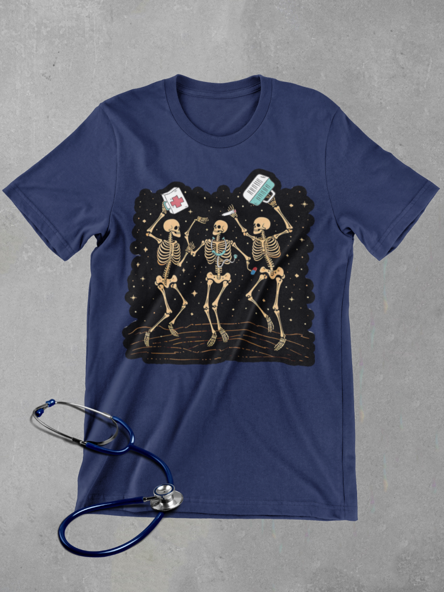 Skeleton Dancing Nurse Graphic T-shirt