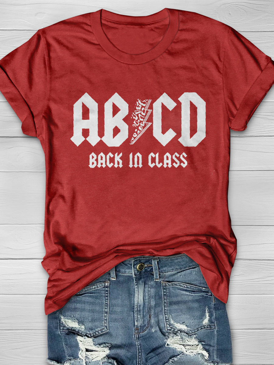 ABCD Back In Class Rock And Roll Music Teacher Print Graphic T-shirts