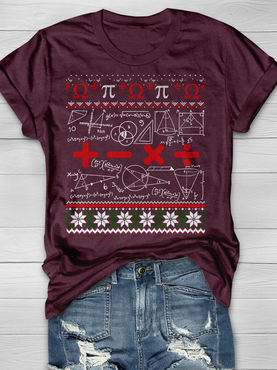 Christmas Love Math Teachers Print Graphic T-shirts