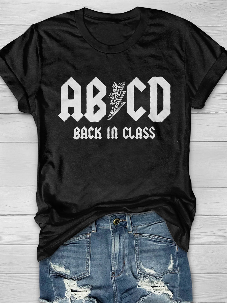 ABCD Back In Class Rock And Roll Music Teacher Print Graphic T-shirts