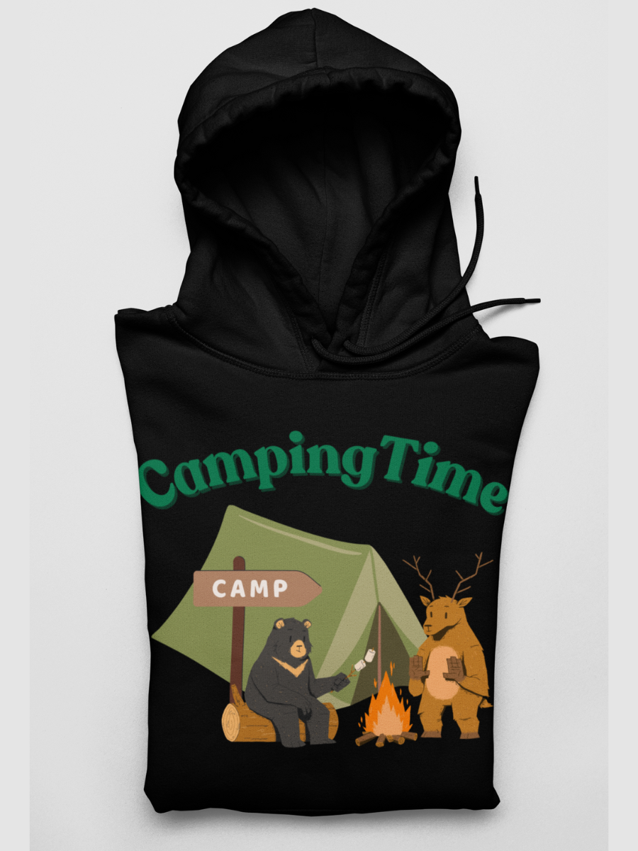 Camping Time Friends Graphic Pure Cotton Hoodie