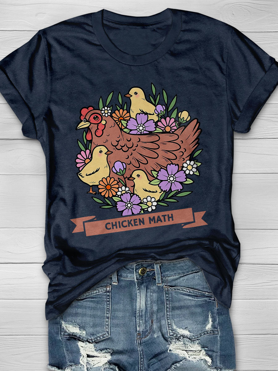 Chicken Math Print Short Sleeve T-shirt