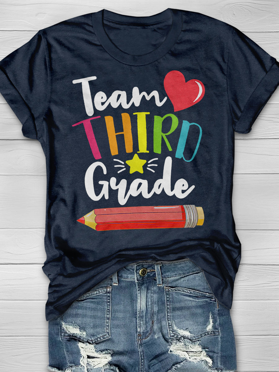 Team Third Grade Print Graphic T-shirts